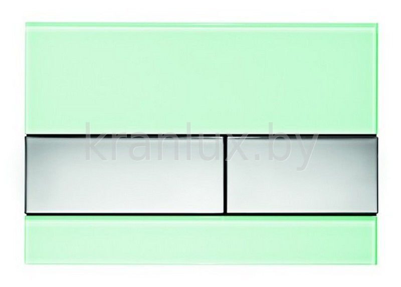 TECE TECEsquare 9.240.805 Панель (кнопка) смыва для инсталляции унитаза с двумя клавишами, стекло зеленое, клавиши хром глянцевый
