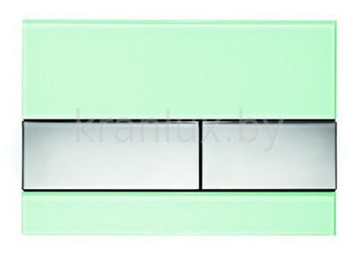 TECE TECEsquare 9.240.805 Панель (кнопка) смыва для инсталляции унитаза с двумя клавишами, стекло зеленое, клавиши хром глянцевый