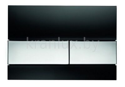 TECE TECEsquare 9.240.807 Панель (кнопка) смыва для инсталляции унитаза с двумя клавишами, стекло черное, клавиши хром глянцевый