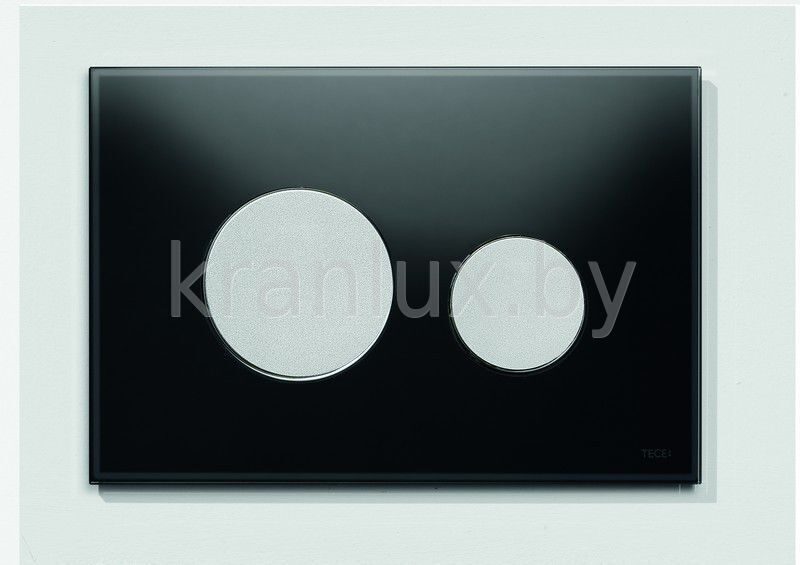 TECE TECEloop 9.240.655 Панель (кнопка) смыва для инсталляции унитаза с двумя клавишами стеклянная, стекло черное, клавиши матовый хром