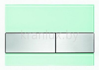 TECE TECEsquare 9.240.804 Панель (кнопка) смыва для инсталляции унитаза с двумя клавишами, стекло зеленое, клавиши нержавеющая сталь матовая