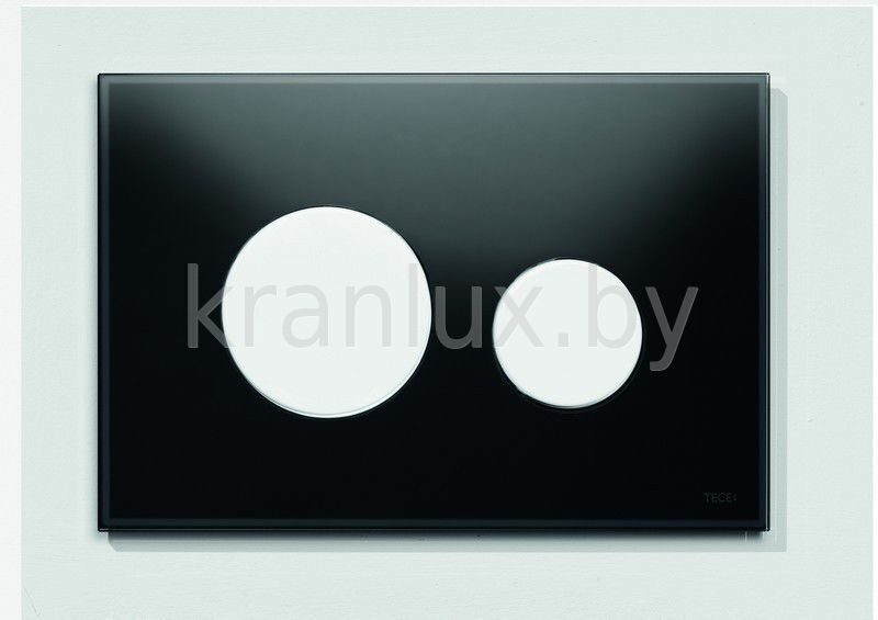 TECE TECEloop 9.240.654 Панель (кнопка) смыва для инсталляции унитаза с двумя клавишами стеклянная, стекло черное, клавиши белые