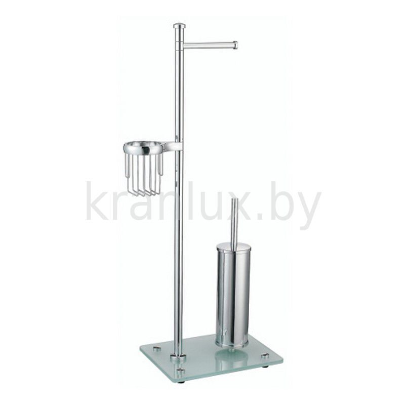 Напольная стойка прямоугольник (держатель т/б без крышки, ерш напольный металл, держатель освежителя) металл, матовое стекло Wasser Kraft K-1264