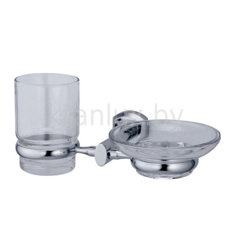 Держатель стакана и мыльницы, прозрачное стекло, хром Wasser Kraft Oder K-3026
